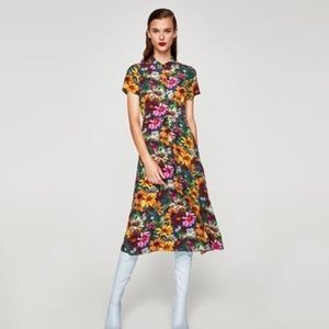 ZARA floral Midi Dress